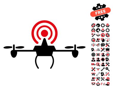 Wifi Repeater Drone Vector Icon With Tools Bonus