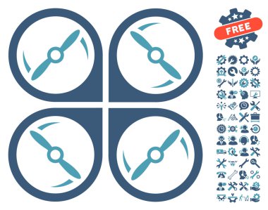 Quadcopter Vidalar Rotasyon Vektör Simgesi Araçları Bonus ile