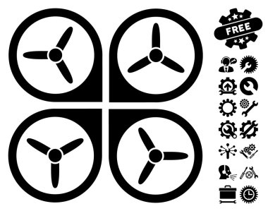 Araçlar Bonus ile Quadrotor Vektör Simgesi