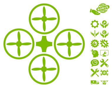 Araçlar Bonus ile Quadcopter Vektör Simgesi