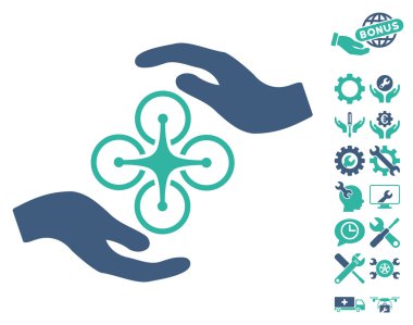 Hava Copter Bakım Eller Vektör Simge Araçları Bonus ile