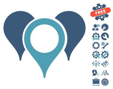 Araçlar Bonus ile Harita İşaretçileri Vektör Simgesi