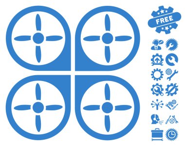 Araçlar Bonus ile Copter Vektör Simgesi