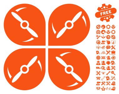 Airdrone Screws Rotation Vector Icon With Tools Bonus