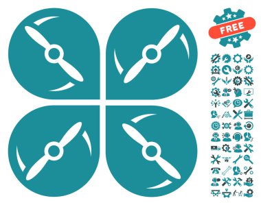 Airdrone Screws Rotation Vector Icon With Tools Bonus