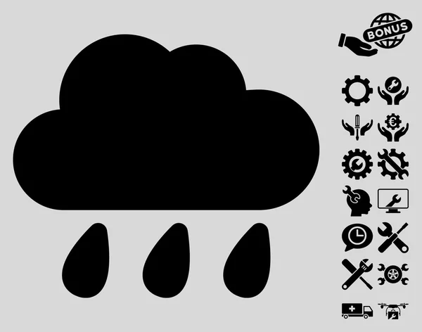 Ícone de vetor de nuvem de chuva com bônus de ferramentas — Vetor de Stock