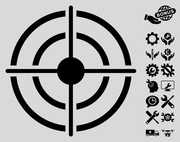 Ziel-Vektor-Symbol mit Werkzeugbonus — Stockvektor