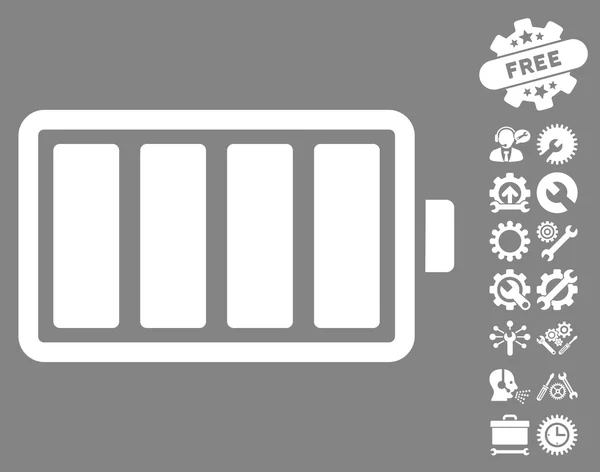 Ícone do vetor da bateria com bônus das ferramentas — Vetor de Stock
