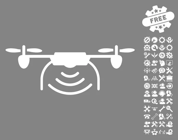 Funksender Airdrone Vektor-Symbol mit Werkzeug-Bonus — Stockvektor
