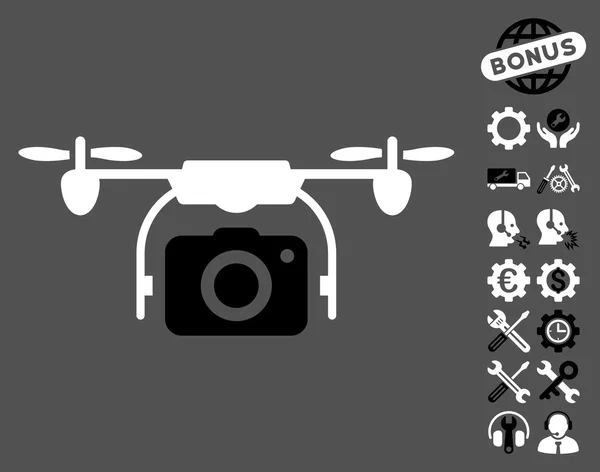 Camera Drone Vector Icon With Tools Bonus — Stock Vector