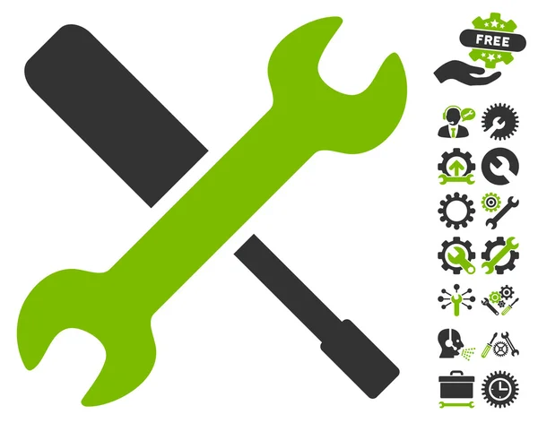 Ícone do vetor das ferramentas com bônus das ferramentas — Vetor de Stock