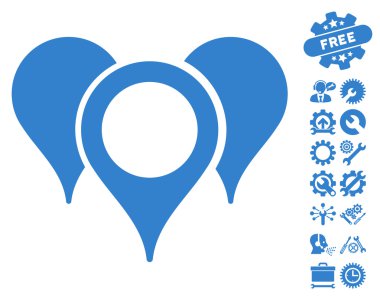 Araçlar Bonus ile Harita İşaretçileri Vektör Simgesi