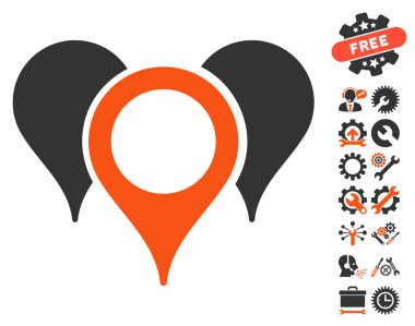 Araçlar Bonus ile Harita İşaretçileri Vektör Simgesi