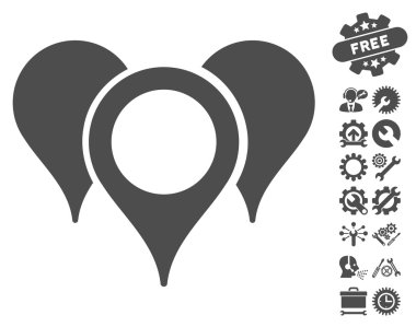 Araçlar Bonus ile Harita İşaretçileri Vektör Simgesi