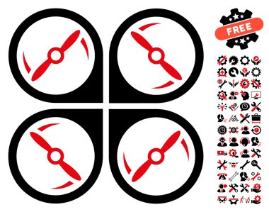 Quadcopter Vidalar Rotasyon Vektör Simgesi Araçları Bonus ile