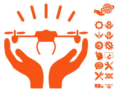 Drone Fırlatma Eller Vektör Simgesi Araçlar Bonus ile