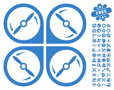 Quadcopter Vidalar Rotasyon Vektör Simgesi Araçları Bonus ile