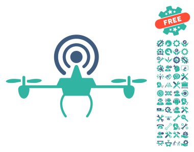 Wifi Repeater Drone Vector Icon With Tools Bonus