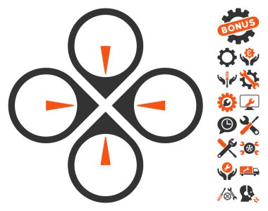 Araçlar Bonus ile Fly Drone Vektör Simgesi