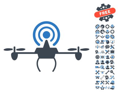Wifi Repeater Drone Vector Icon With Tools Bonus