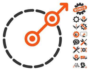 Araçlar bonusu ile Yuvarlak Alan Çıkış Vektör Simgesi