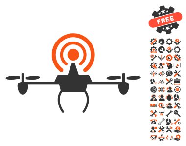 Wifi Repeater Drone Vector Icon With Tools Bonus