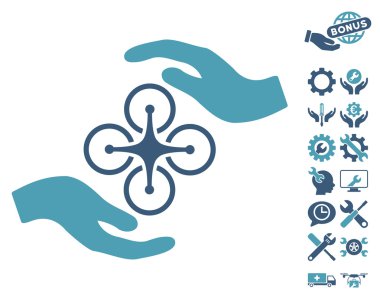 Hava Copter Bakım Eller Vektör Simge Araçları Bonus ile