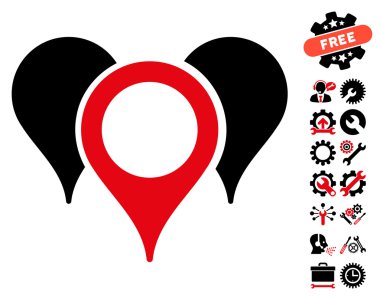 Araçlar Bonus ile Harita İşaretçileri Vektör Simgesi