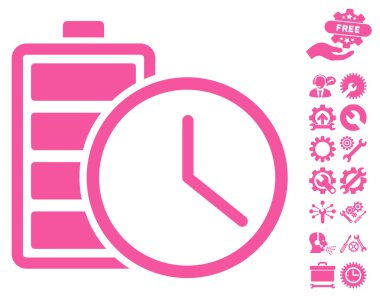 Araçlar bonusu ile Pil Zamanı Vektör Simgesi