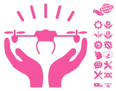 Drone Fırlatma Eller Vektör Simgesi Araçlar Bonus ile