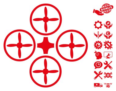 Araçlar Bonus ile Quadcopter Vektör Simgesi