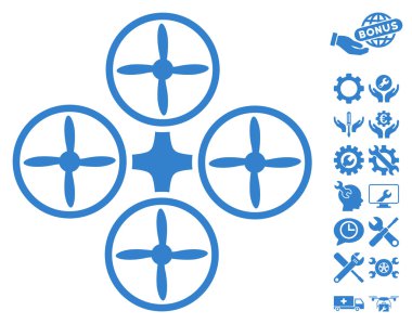 Araçlar Bonus ile Quadcopter Vektör Simgesi