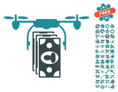 Drone Banknotlar Ödeme Vektör Simgesi Araçları Bonus ile