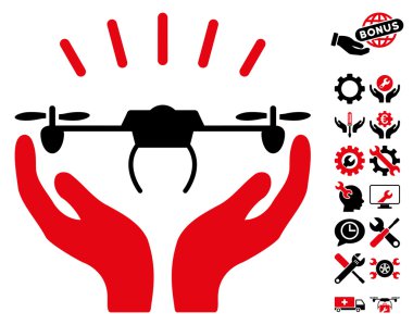 Drone Fırlatma Eller Vektör Simgesi Araçlar Bonus ile