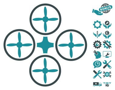 Araçlar Bonus ile Quadcopter Vektör Simgesi