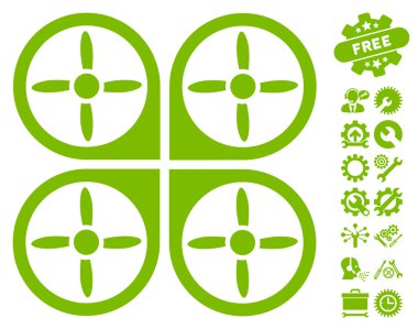 Araçlar Bonus ile Copter Vektör Simgesi