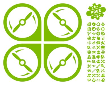 Quadcopter Vidalar Rotasyon Vektör Simgesi Araçları Bonus ile