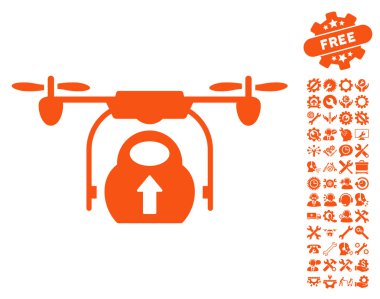 Araçlar bonus ile yük kargo drone vektör simgesi