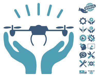 Drone Fırlatma Eller Vektör Simgesi Araçlar Bonus ile