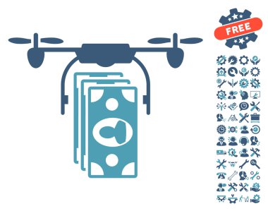 Drone Banknotlar Ödeme Vektör Simgesi Araçları Bonus ile