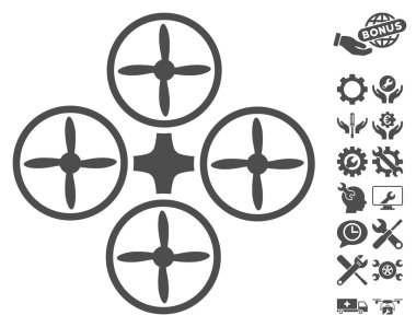 Araçlar Bonus ile Quadcopter Vektör Simgesi