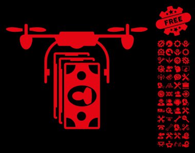 Drone Banknotlar Ödeme Vektör Simgesi Araçları Bonus ile