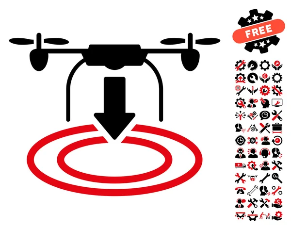 Drohnenlandung Vektor-Symbol mit Werkzeugbonus — Stockvektor