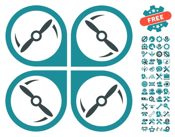 Quadcopter Vidalar Rotasyon Vektör Simgesi Araçları Bonus ile