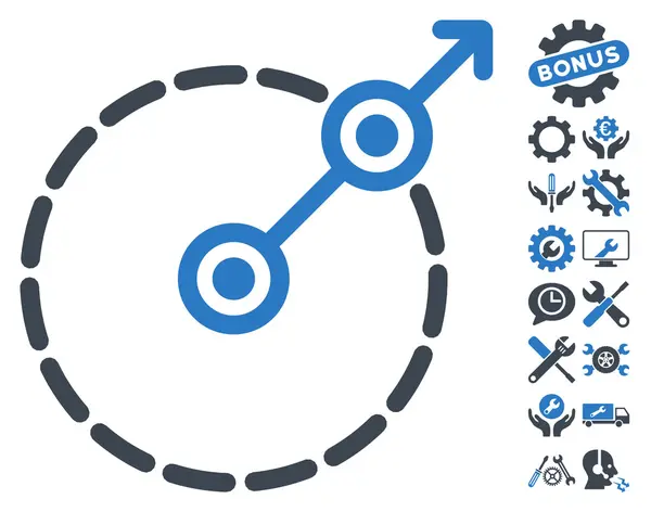 Round område Exit vektor ikon med verktyg bonus — Stock vektor