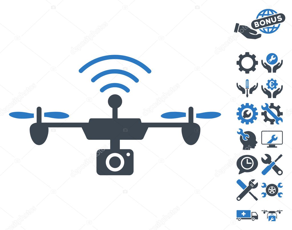 Radio Camera Airdrone Vector Icon With Tools Bonus