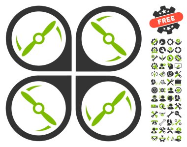 Quadcopter Vidalar Rotasyon Vektör Simgesi Araçları Bonus ile