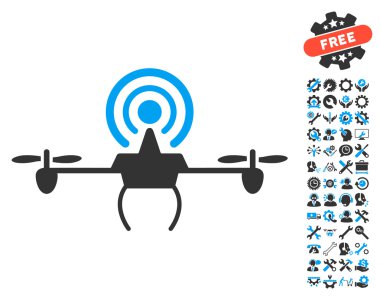 Wifi Repeater Drone Vector Icon With Tools Bonus