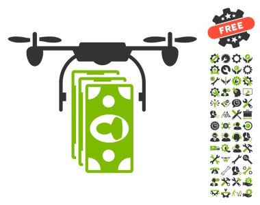 Drone Banknotlar Ödeme Vektör Simgesi Araçları Bonus ile
