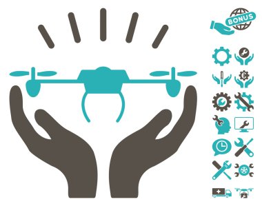 Drone Fırlatma Eller Vektör Simgesi Araçlar Bonus ile